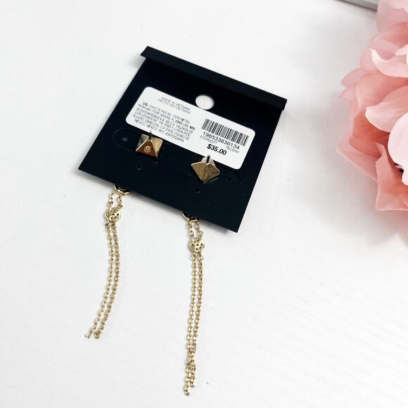 NEW White House Black Market WHBM Gold & Crystal Drop Earrings - Picture 5 of 5